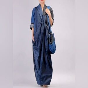 JAPANESE Inspired Cross-Chest Denim Loose Dress Robe